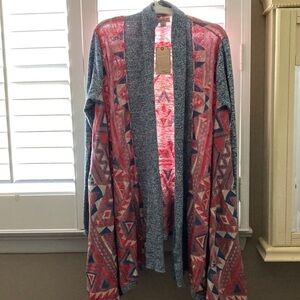 Lucky brand open sweater Aztec print size xs NWT